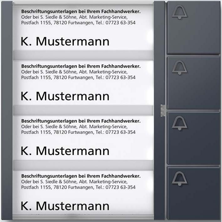 Siedle&Söhne - Funktionsmodul für Türkommunikation Bus-Tasten-Modul BTM 650-04 AG anthrazitgrau − 1 Stück