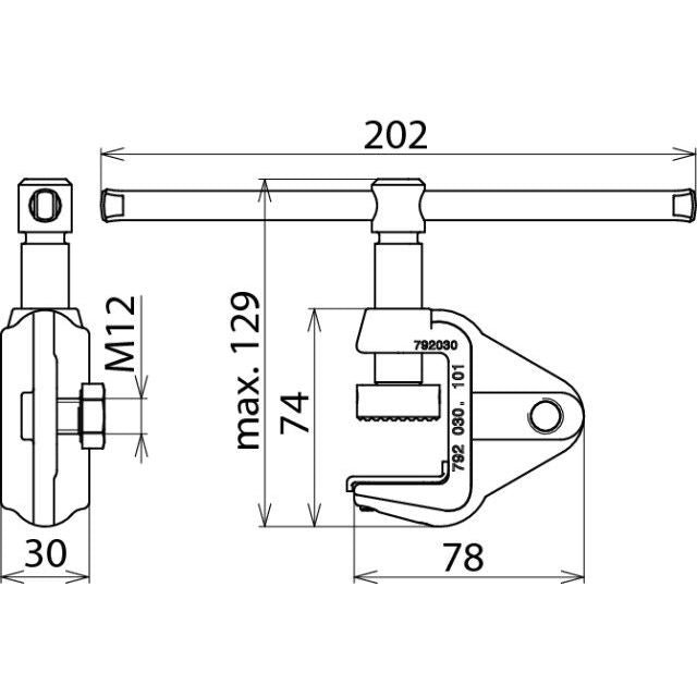DEHN - Anschlusselement für EuK-Vorrichtung Erdungsfräsklemme EFK FL30 SKN f.Flachprofile -30mm