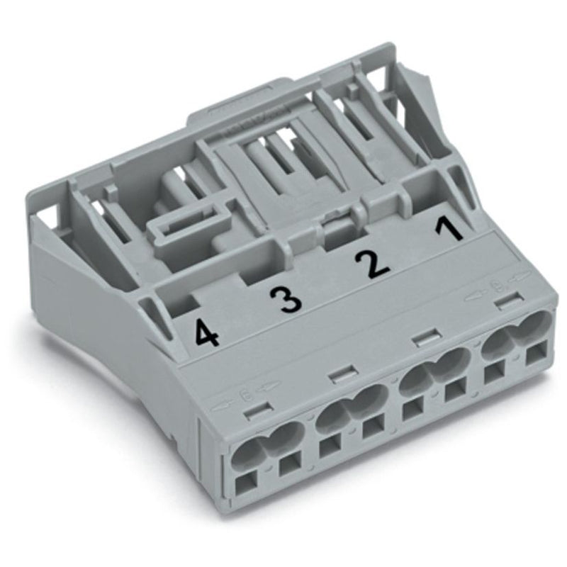WAGO - Geräteanschluss für steckbare Gebäudeinstallation Snap-In-Stecker 770-754 4-polig,Kod. B,grau − 100 Stück
