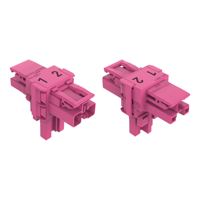 WAGO - Kompaktverteiler für steckbare Gebäudeinstallation T-Verteiler 2-polig 770-1603 Kod. B,pink − 50 Stück