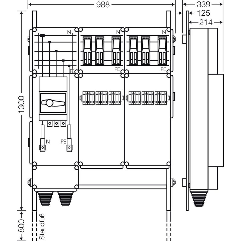 Hensel - Verteilerschrank für Energieversorgung Ladeverteiler Mi EV 43kW 6000 b. z. 6 Ladepunkte