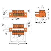 WAGO - Kabelsteckverbinder für Leiterplattensteckverbinder 1-Leiter-Federleiste 2734-220/027-000 Push-inCAGECLAMP,or − 25 Stück