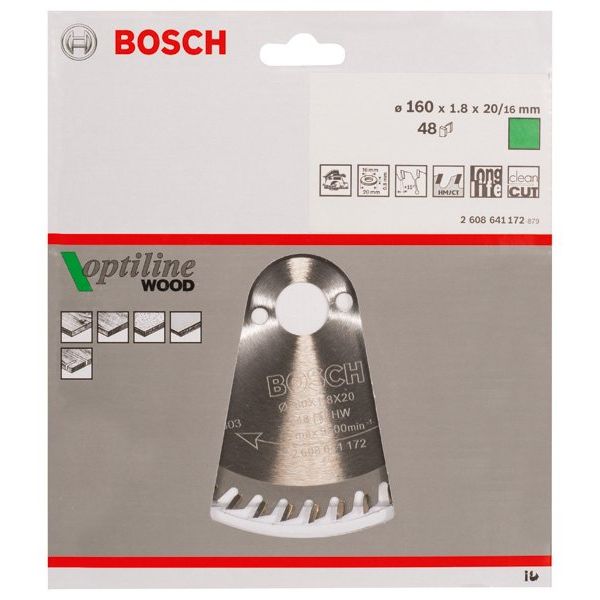 Bosch - Kreissägeblatt PRO Wood Kreissägeblatt, 2608641172 160 x 1,8 x 20 mm