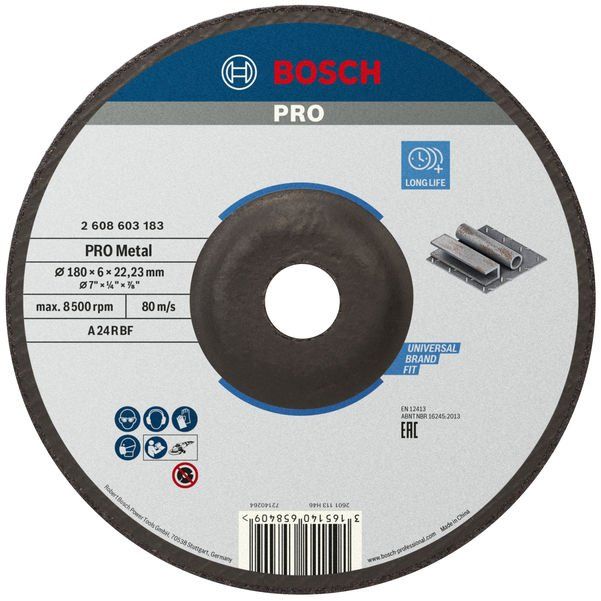 Bosch - Trenn-/Schleifscheibe PRO Metal Schleifscheibe, 2608603183 180 x 6 x 22.23 mm
