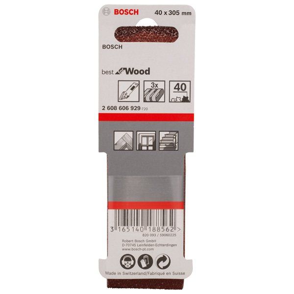 Bosch - Schleifpapier/Schleifvlies PRO X440 Schleifband, 40 x 2608606929 305 mm, 40, 3-tlg