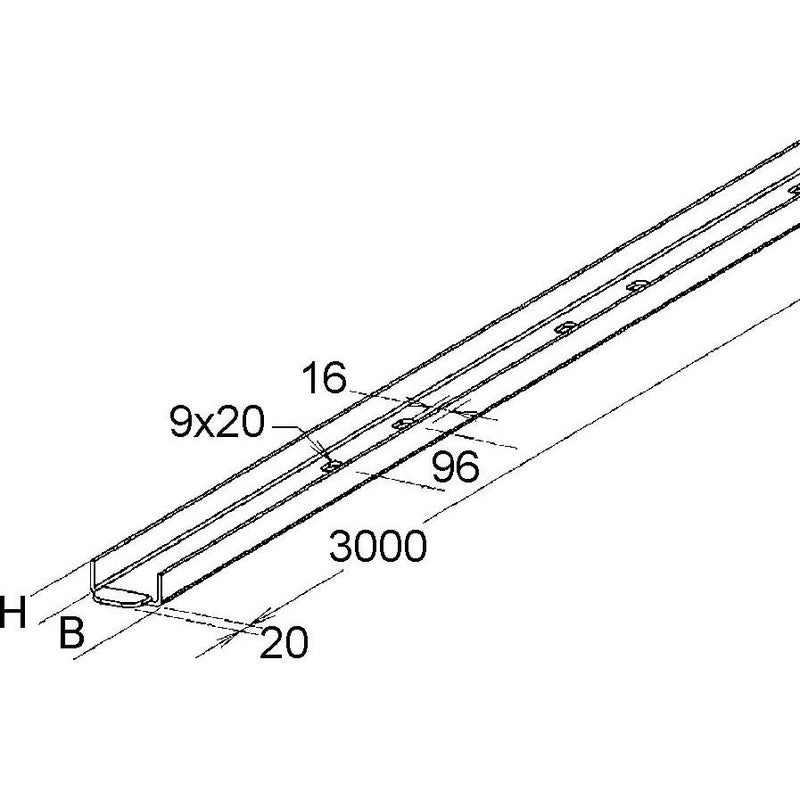 Niedax - Kabelrinne GFK-Kabelrinne KKL 20.050 − 3 Meter