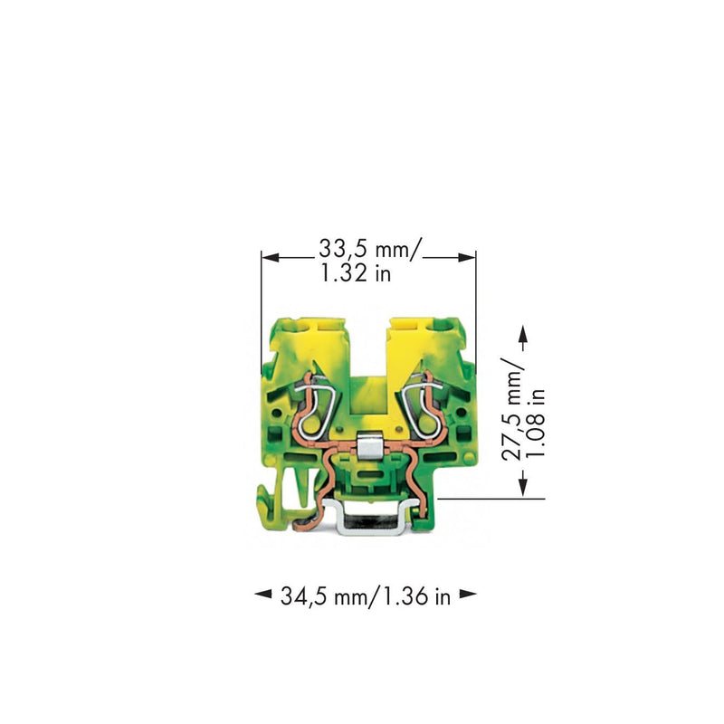 WAGO - Schutzleiter-Reihenklemme Schutzleiterklemme 870-917 0,08-2,5/4qmm gn/ge