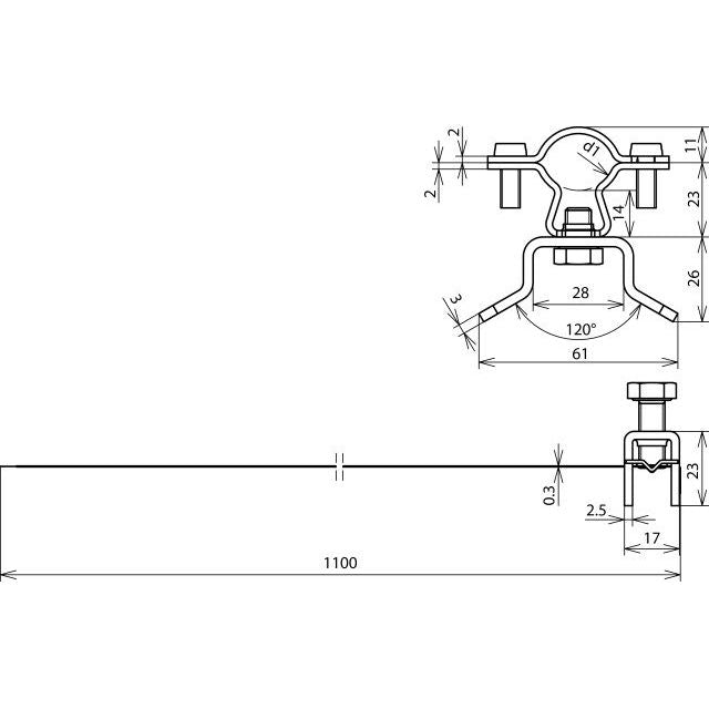DEHN - Leitungshalter für Blitzschutz Leitungshalter LHZS2023SB50.300V2A f.HVI-Ltg. ZG-NIRO