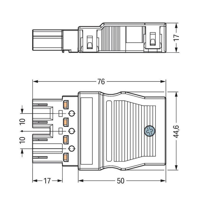 WAGO - Steckverbinder für steckbare Gebäudeinstallation Stecker 770-114 2x0,5-4mmq schwarz − 25 Stück