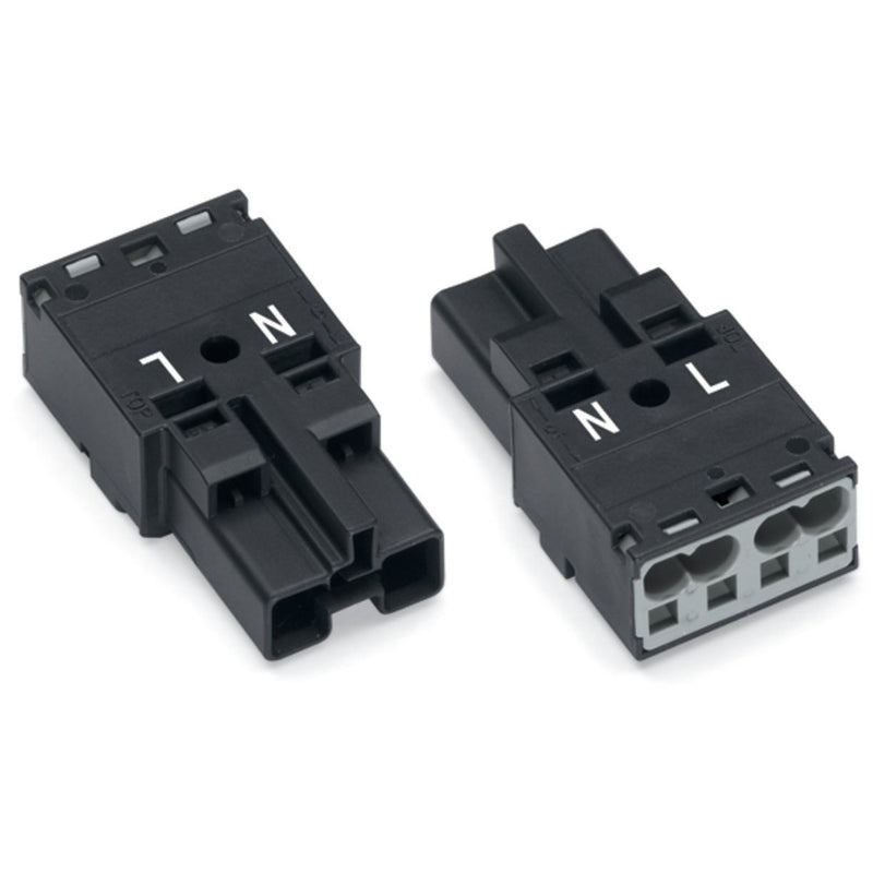 WAGO - Steckverbinder für steckbare Gebäudeinstallation Stecker 2-polig 770-212 Kod. A,schwarz − 100 Stück