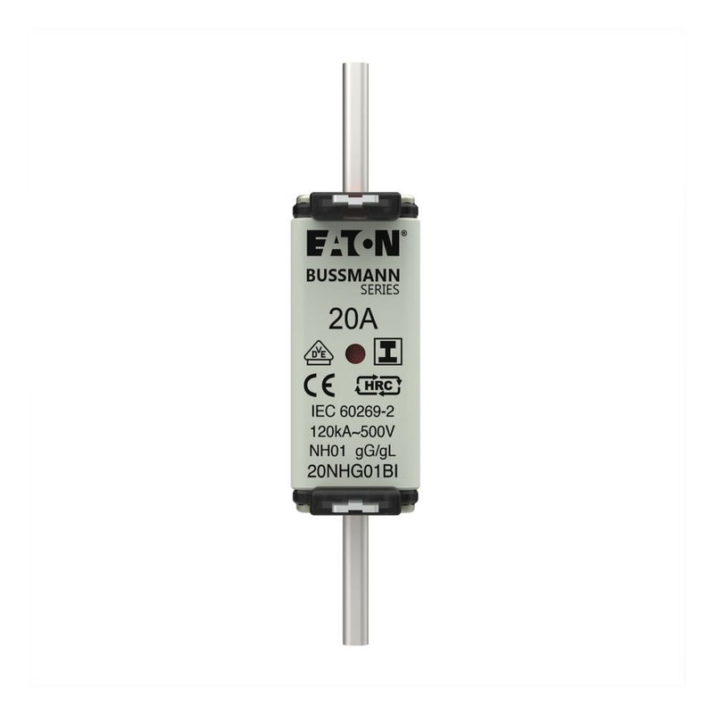 Eaton - Messersicherung Sicherungseinsatz Nieders. NH FUSE 20#20NHG01BI 20A AC 500V 120kA − 3 Stück