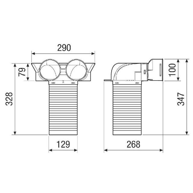 Maico - Zubehör/Ersatzteile für Ventilatoren Umlenkstück MA-U2-90 2x, Nennweite 90