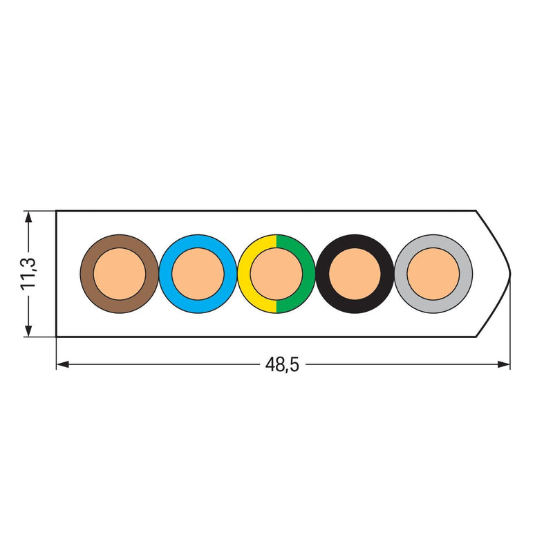 WAGO - Energiekabel < 1 kV, für ortsveränderlichen Einsatz Flachleitung 897-1651 5G16 mm²,lichtgrau