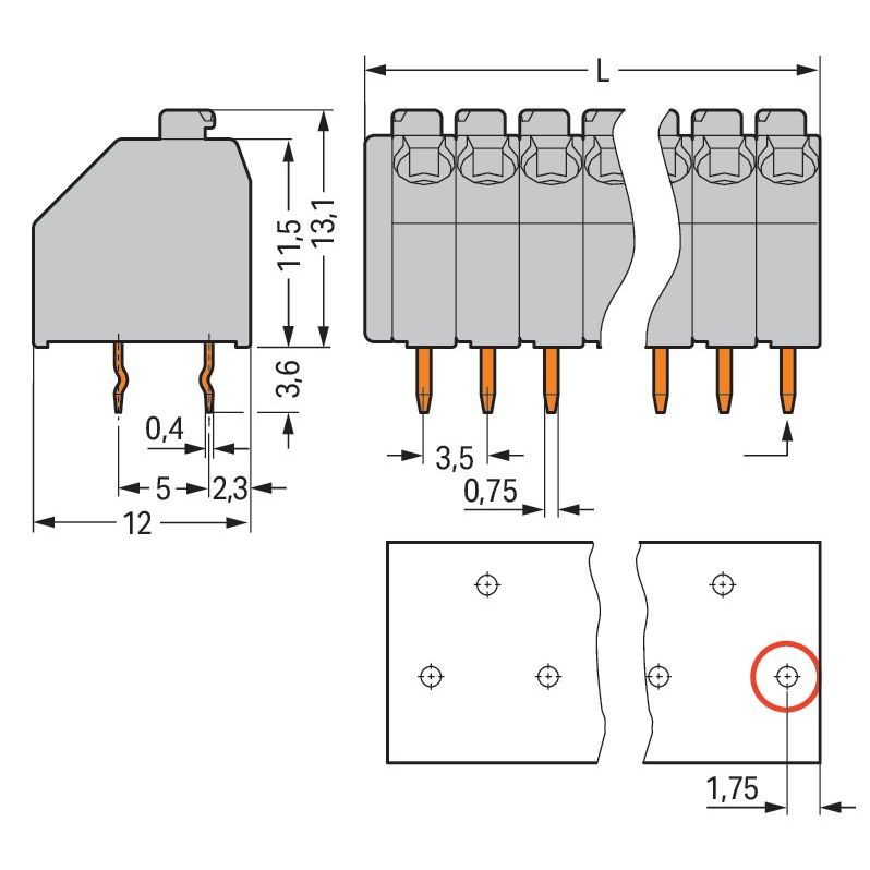 WAGO - Leiterplattenklemme 250-210/000-005 − 30 Stück