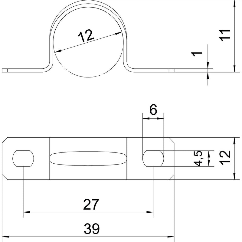 OBO Bettermann - Befestigungsschelle für Kabel/Rohre Befestigungsschelle 605 12 A4 12mm zweilappig − 100 Stück