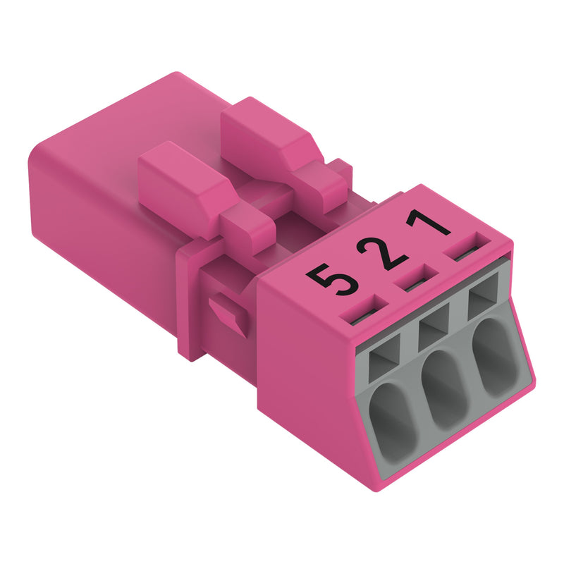 WAGO - Steckverbinder für steckbare Gebäudeinstallation Stecker 3-polig 890-293/081-000 pink − 50 Stück