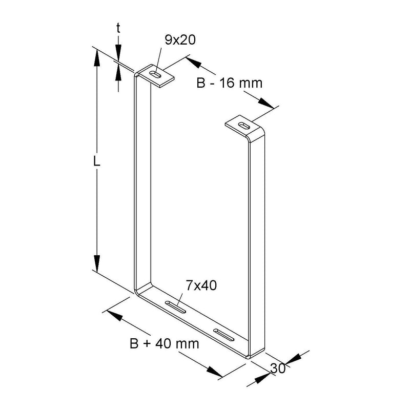 Niedax - Wand- und Deckenbügel für Kabeltragsystem Tunnelabhängung Form A TAH-A 100/200 E3 1-lagig