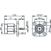 Telegärtner - Koax-Steckverbinder SMA-Einbaustecker 100024628 mit Flansch − 5 Stück