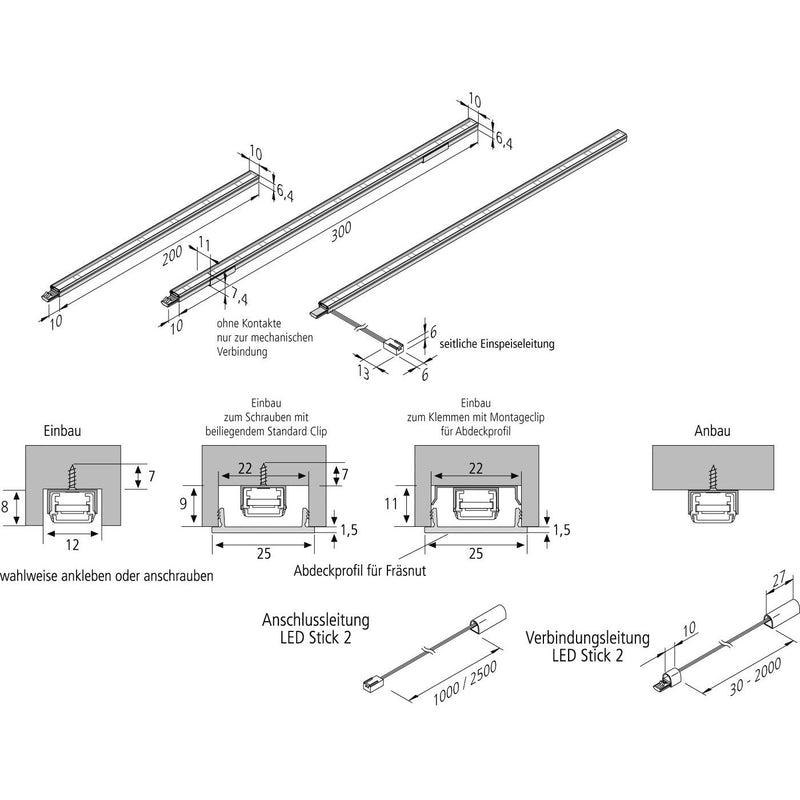 Hera - Decken-/Wandleuchte LED Power-Stick 20202410204 12 LED xw 300mm