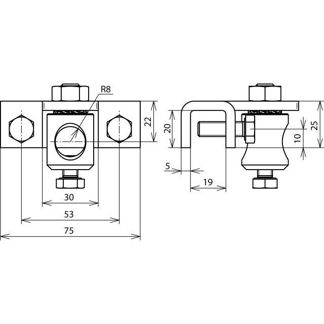 DEHN - Anschlussklemme für Blitzschutz Anschlussklemme AK 3.18 BB16 V2A AL für Profile 3-18mm