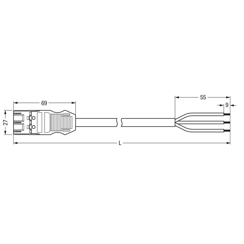 WAGO - Konfektionierte Leitung für steckbare Gebäudeinstallation konfekt. Anschlussleitung 771-9993/206-503 Eca,Stecker