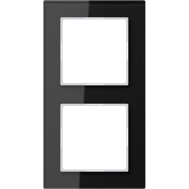 Jung - Abdeckrahmen Glasrahmen 2-fach sw AC 582 GL SW waage/senkrecht