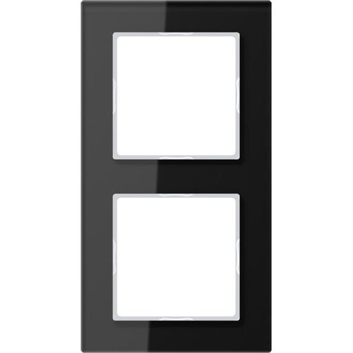 Jung - Abdeckrahmen Glasrahmen 2-fach sw AC 582 GL SW waage/senkrecht − 1 Stück by Jung
