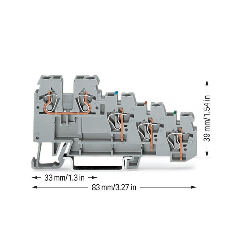 WAGO - Initiator/Aktor-Reihenklemme 4-Leiter-Initiatorenklemme 270-570 0,08-2,5mmq grau − 50 Stück
