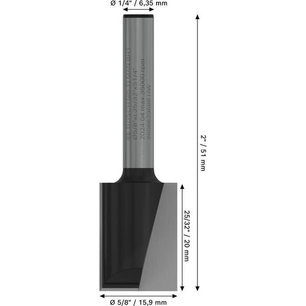 Bosch - Fräser PRO Nutfräser, 2608629688 zweischneidig 5/8