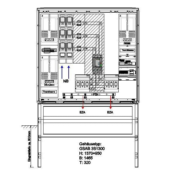 GSAB Elektrotechnik - Zähler-Komplettschrank Wandlermessung 04.W630.AR-01 N-ergie 630A