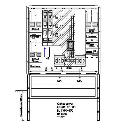 GSAB Elektrotechnik - Zähler-Komplettschrank Wandlermessung 04.W630.AR-01 N-ergie 630A