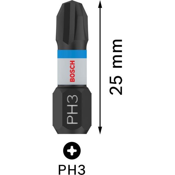 Bosch - Bit PRO Phillips Impact Bit, 2608522469 PH3, 25 mm, 2-tlg