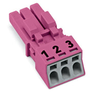WAGO - Steckverbinder für steckbare Gebäudeinstallation Buchse 3-polig 890-283 Kod. B,pink − 50 Stück