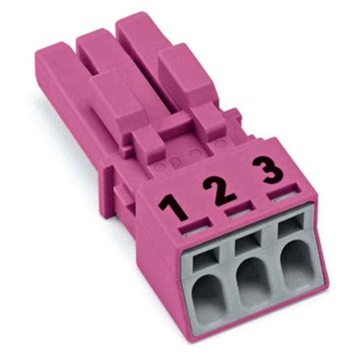 WAGO - Steckverbinder für steckbare Gebäudeinstallation Buchse 3-polig 890-283 Kod. B,pink − 50 Stück