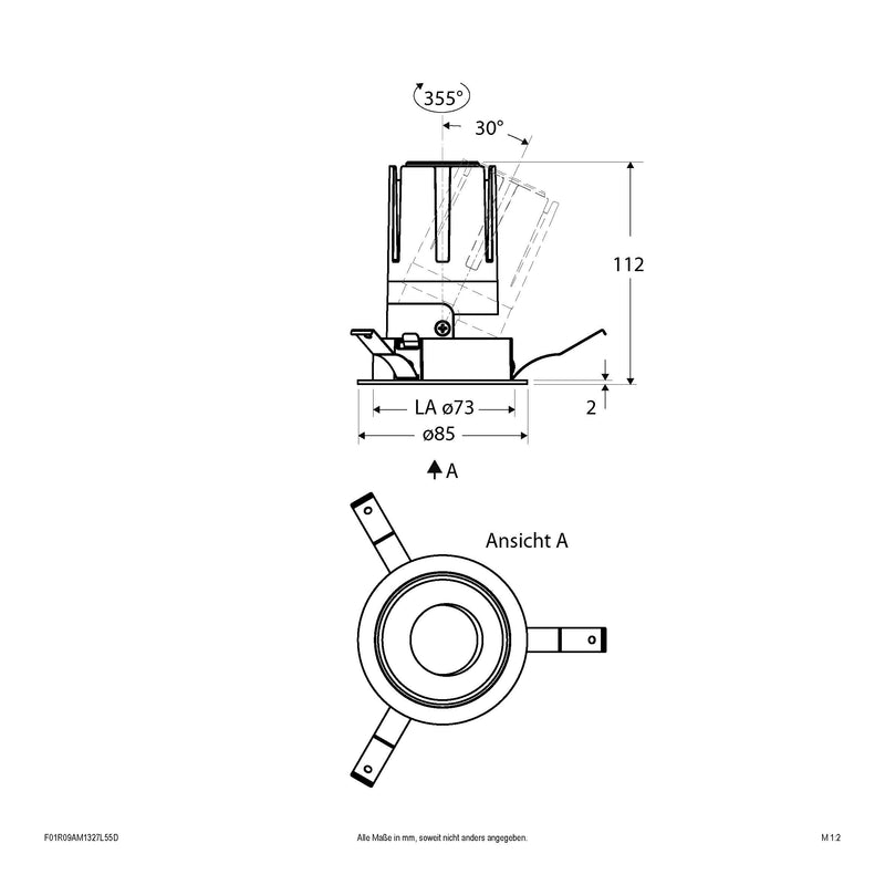 EVN Lichttechnik - Downlight/Strahler/Flutlicht LED-Einbauleuchte modular F01R09AM1327L55D Konfigurationstype