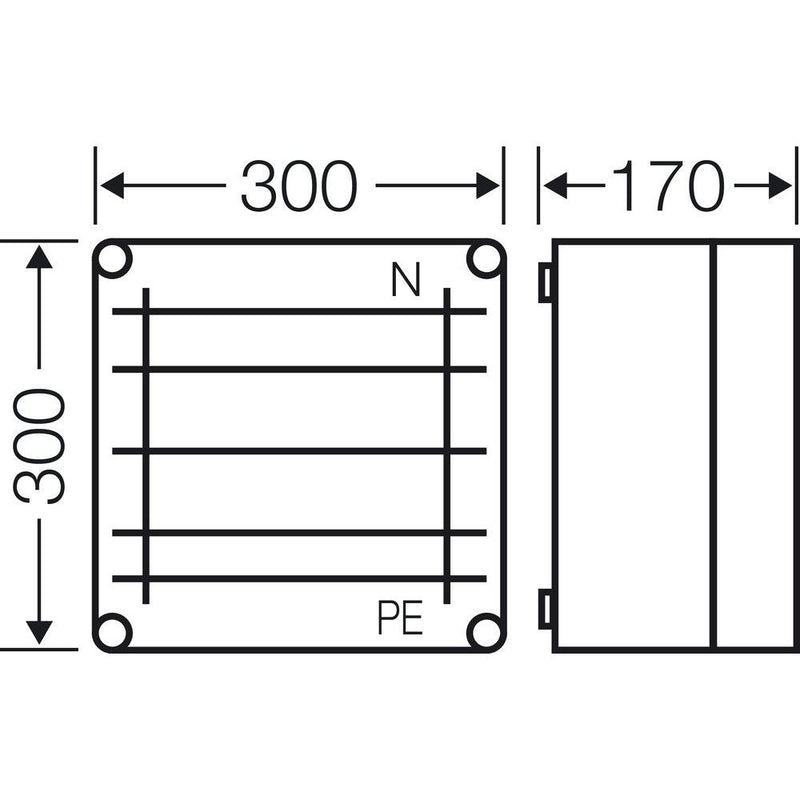 Hensel - Sammelschienengehäuse Mi 6255 400A 300x300x170mm