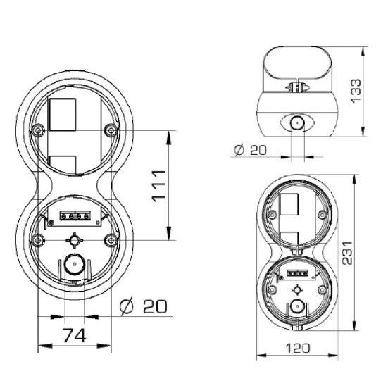 Grothe - Signalampel Ampelmodul 2LE m.Warnl. AMP 8966 LED 12-24VAC/DC