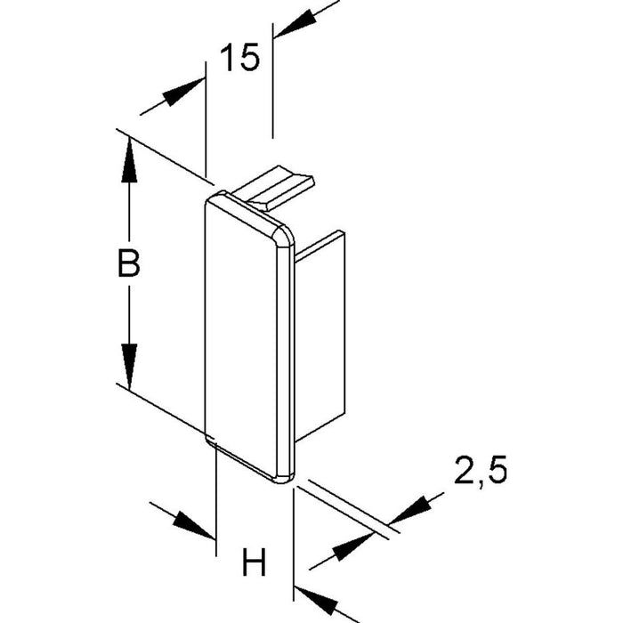 HKL - Endstück für Leitungsführungskanal Endstück rws E2050.3 Kanal-Sytem HKL − 20 Stück
