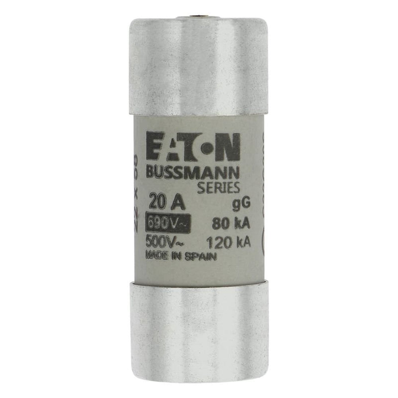 Eaton - Zylindrische Sicherung Sicherungseinsatz Nieders. CYL GG 22,#C22G20S 20A AC 690V 80kA − 10 Stück
