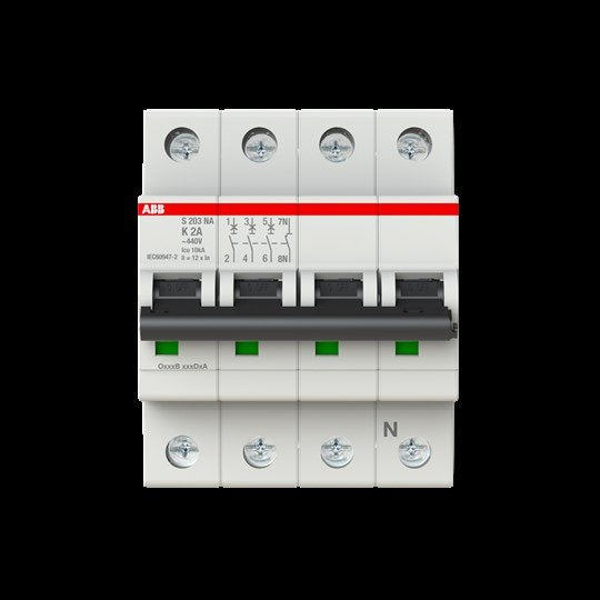 ABB Stotz S&J - Leitungsschutzschalter Sicherungsautomat S203-K2NA 6 kA, 2 A, 3P+NA