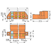 WAGO - Kabelsteckverbinder für Leiterplattensteckverbinder 1-Leiter-Stiftleiste 731-635/019-000 CAGECLAMP,2,5mm²,or − 50 Stück
