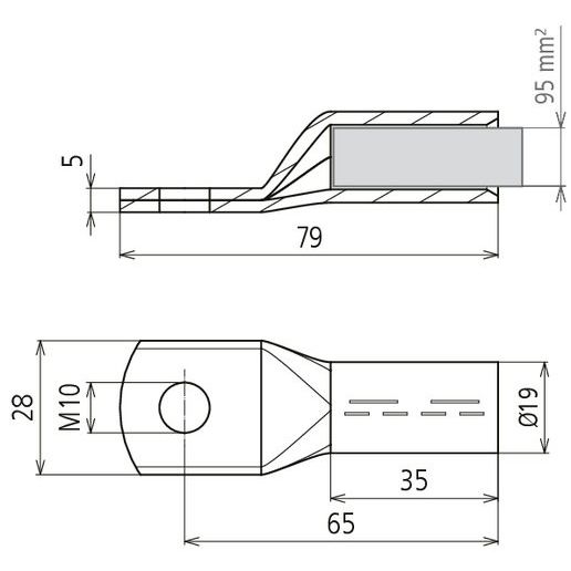 DEHN - Presskabelschuh für Cu-Leiter Presskabelschuh PKS 95 10 CUGALSN − 3 Stück
