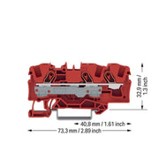 WAGO - Durchgangs-Reihenklemme 3-Leiter-Durchgangsklemme 2006-1303 6 mm², rot − 25 Stück