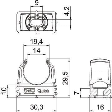 OBO Bettermann - Rohrschelle Quick-Schelle 2955 F M20 RW flammwidrig − 100 Stück