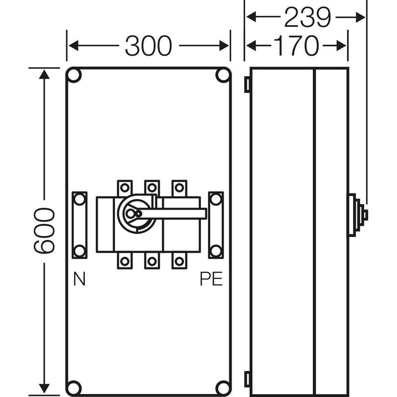 Hensel - Lasttrennschalter Lastschaltergehäuse Mi 7455 250A 3p.+PE+N
