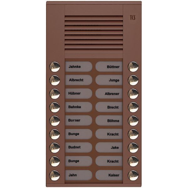 TCS Tür Control - Türstation für Türkommunikation Audioaußenstation 2-reihig PES18-EB/04 18 Tasten AP bronze