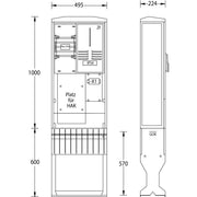 uesa - Zähler-Komplettschrank Zähleranschlußsäule ZAS-1-FL-S Netze BW 1600x495x224mm
