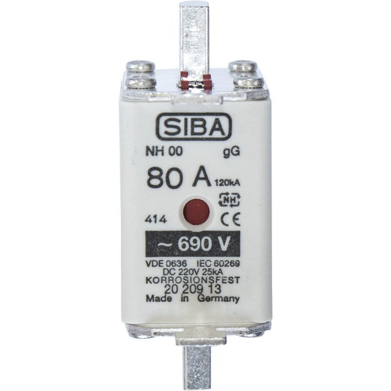 Siba - Messersicherung NH-Sicherungseinsatz 2020913.125 125A NH00 gG 690V − 3 Stück