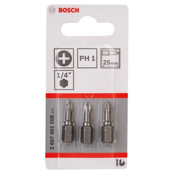 Bosch - Bit Schrauberbit Extra-Hart PH 2607001508 1, 25 mm, 3er-Pack