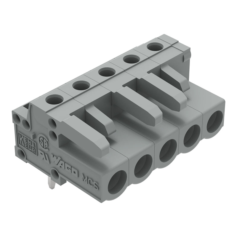 WAGO - Leiterplattensteckverbinder THT-Federleiste abgewink. 232-235 Rastermaß 5mm,grau − 100 Stück